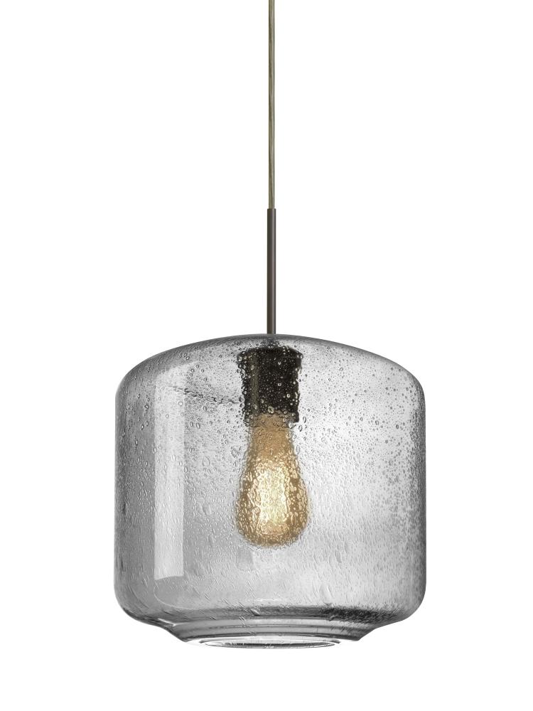 Besa Niles 10 Pendant, Clear Bubble, Bronze Finish, 1x4W LED Filament
