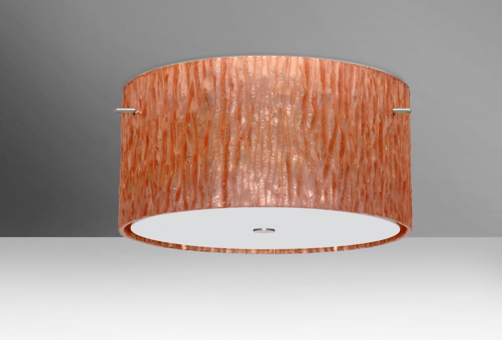Besa Ceiling Tamburo 16 Satin Nickel Stone Copper Foil 1x28W LED