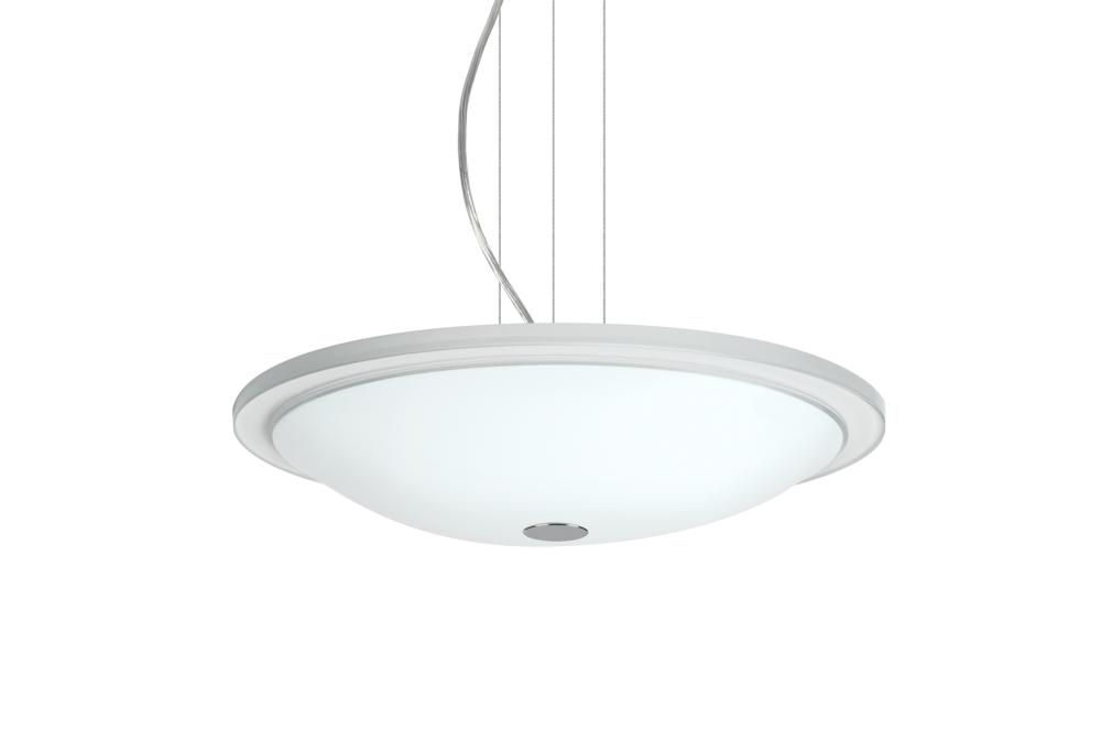 Besa Manta 13 Round Suspension Pendant, Opal Glossy, Satin Nickel, 1x16W LED