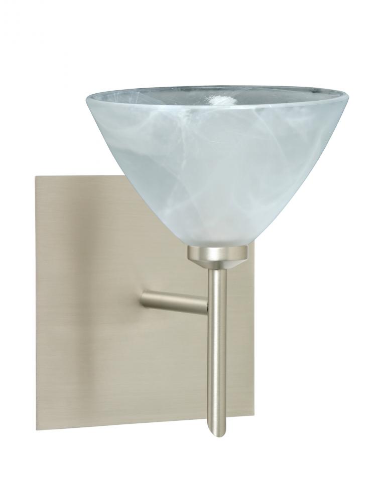 Besa Wall With SQ Canopy Domi Satin Nickel Marble 1x5W LED