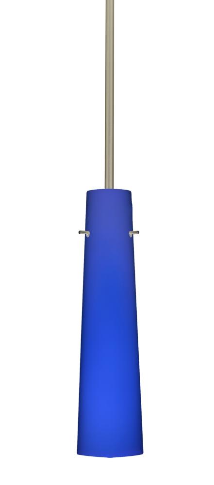 Besa Camino Stem Pendant Satin Nickel Cobalt Blue Matte 1x5W LED