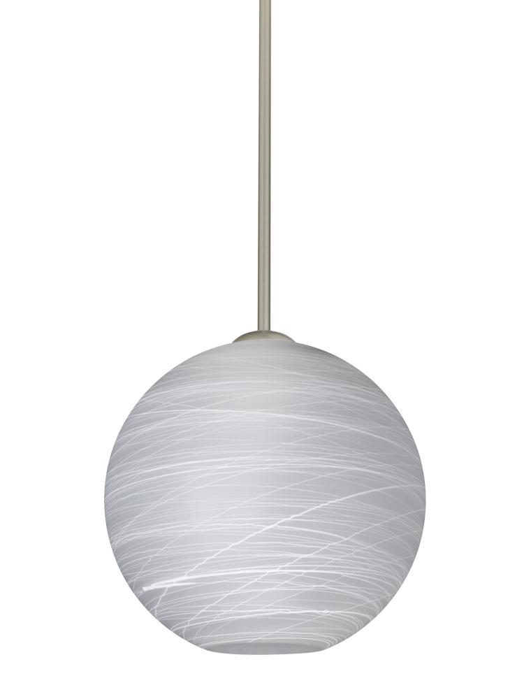 Besa Coco 10 Stem Pendant, Cocoon, Satin Nickel Finish, 1x9W LED