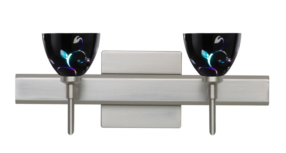 Besa Divi Wall With SQ Canopy 2SW Black Dicro Vine Satin Nickel 2x40W G9