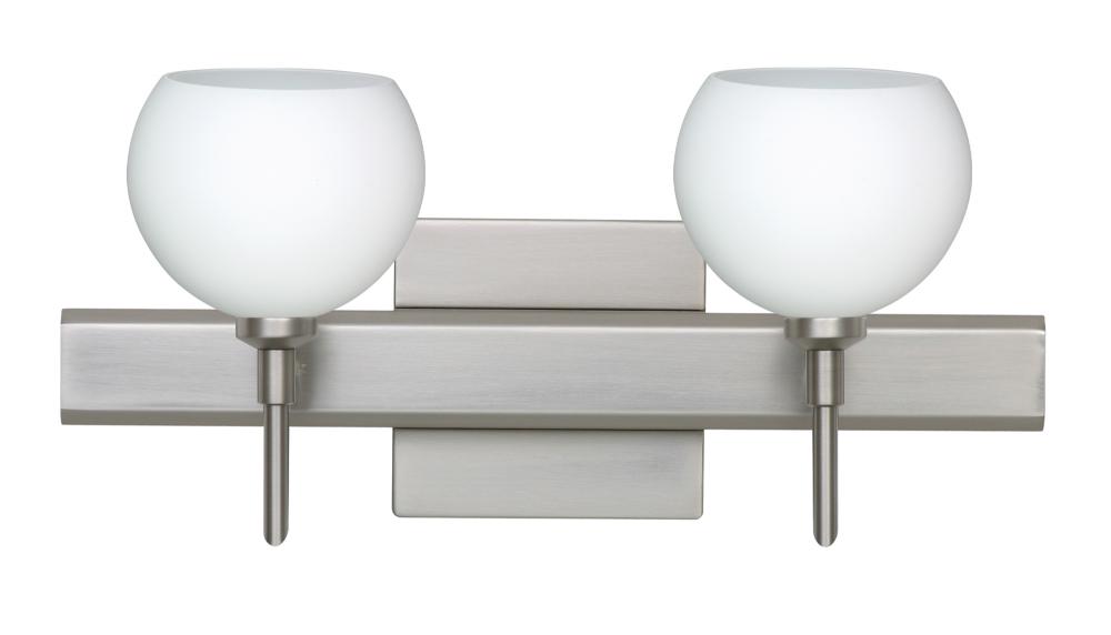 Besa Wall With SQ Canopy Palla 5 Satin Nickel Opal Matte 2x5W LED