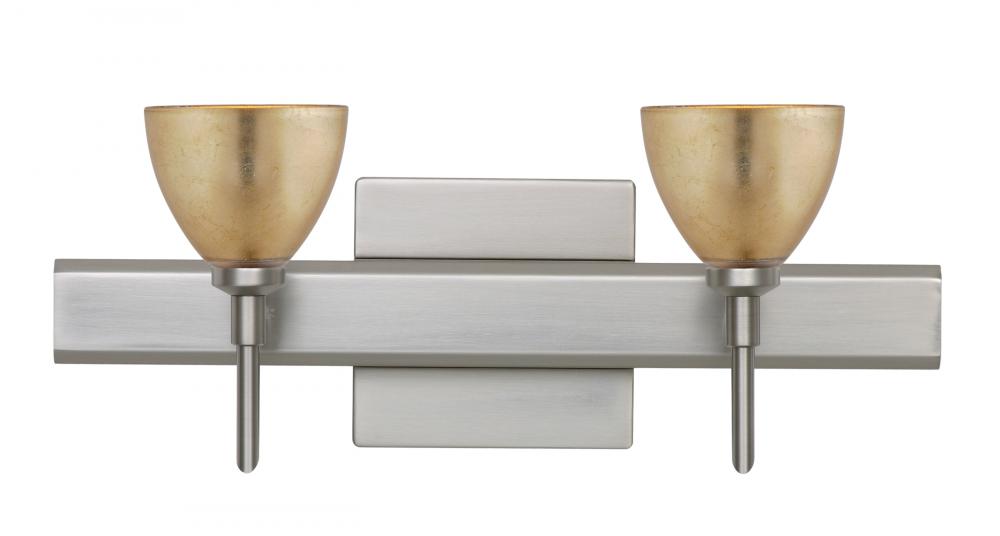 Besa Divi Wall With SQ Canopy 2SW Gold Foil Satin Nickel 2x40W G9