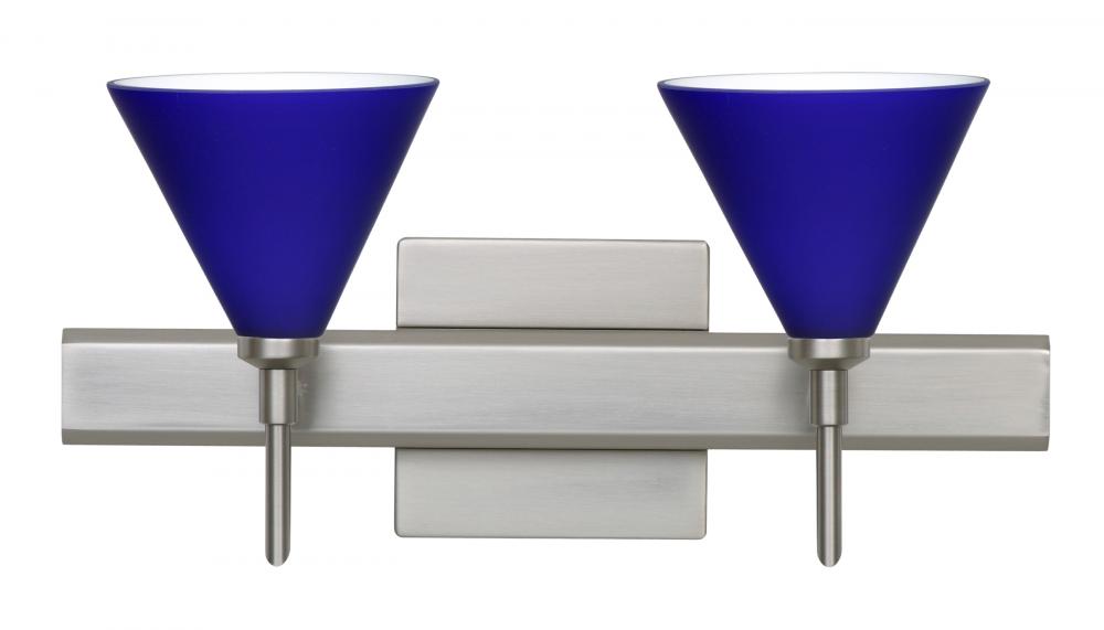 Besa Wall With Sq Canopy Kani Satin Nickel Cobalt Blue Matte 2x40W G9