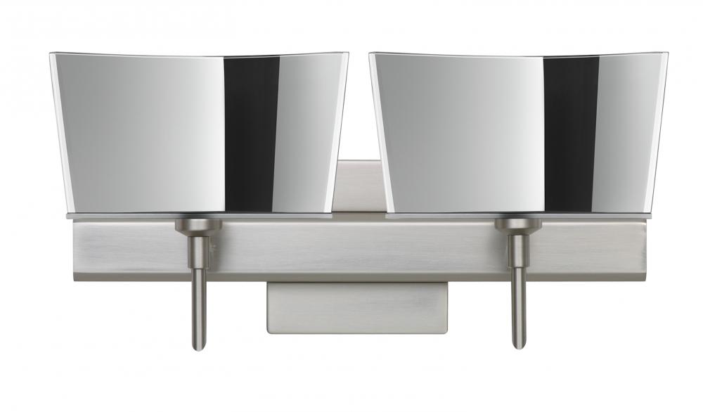 Besa Groove Wall With SQ Canopy 2SW Mirror-Frost Satin Nickel 2x40W G9