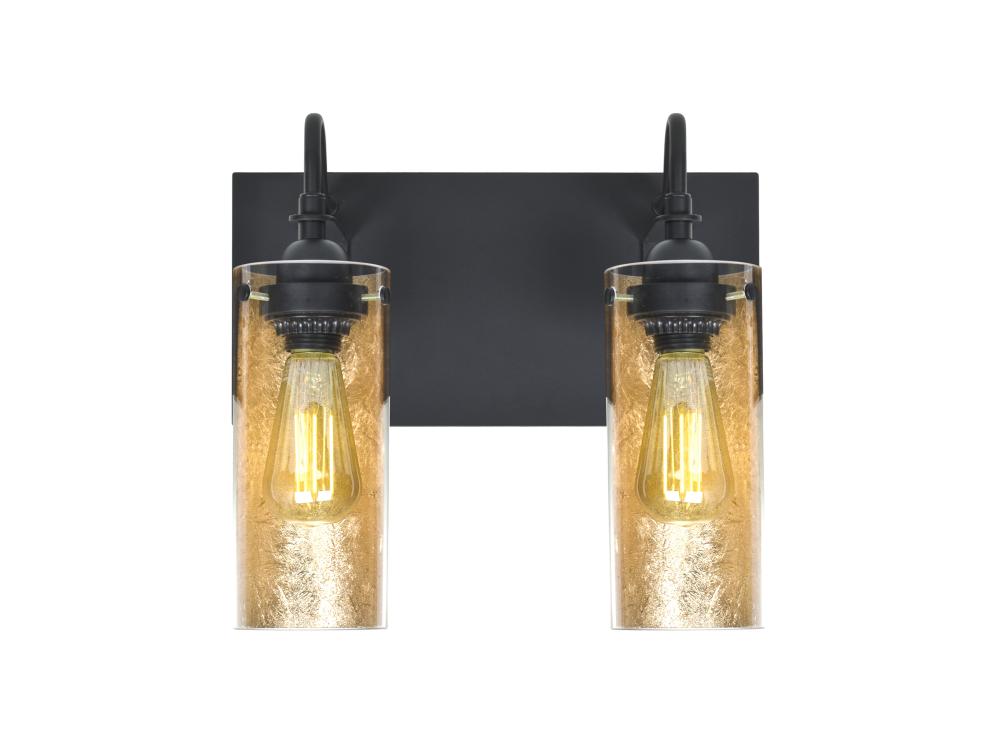 Besa Duke Vanity, Gold Foil, Black Finish, 2x7W LED Filament