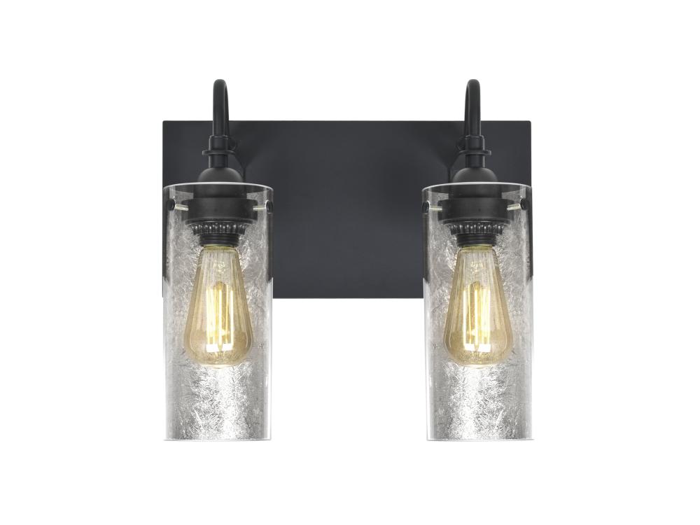Besa Duke Vanity, Silver Foil, Black Finish, 2x7W LED Filament