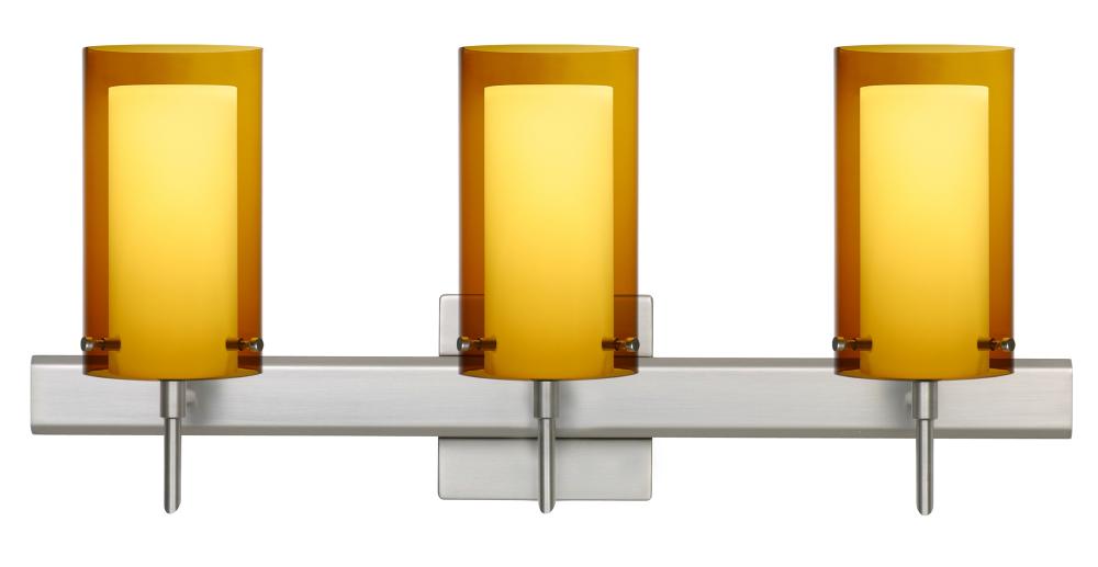 Besa Pahu 4 Wall With SQ Canopy 3SW Transparent Armagnac/Opal Satin Nickel 3x40W G9