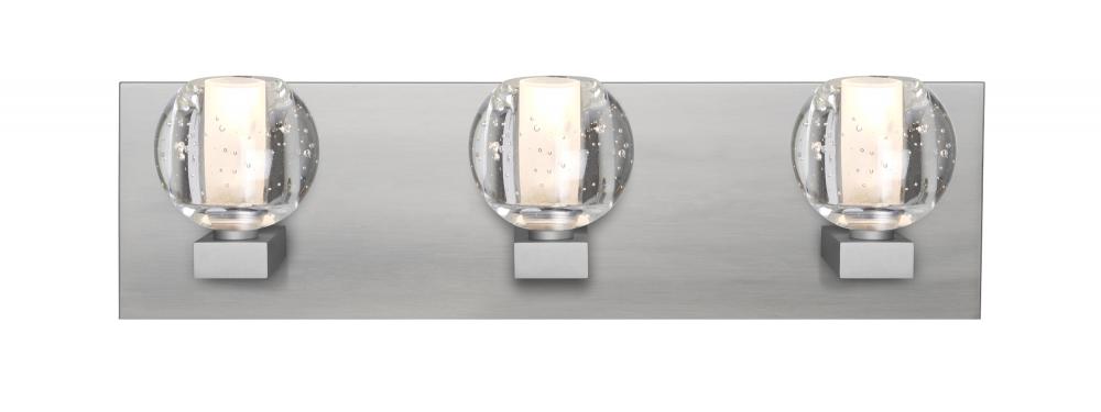 Besa, Boca Vanity, Clear Bubble, Satin Nickel Finish, 3x5W LED