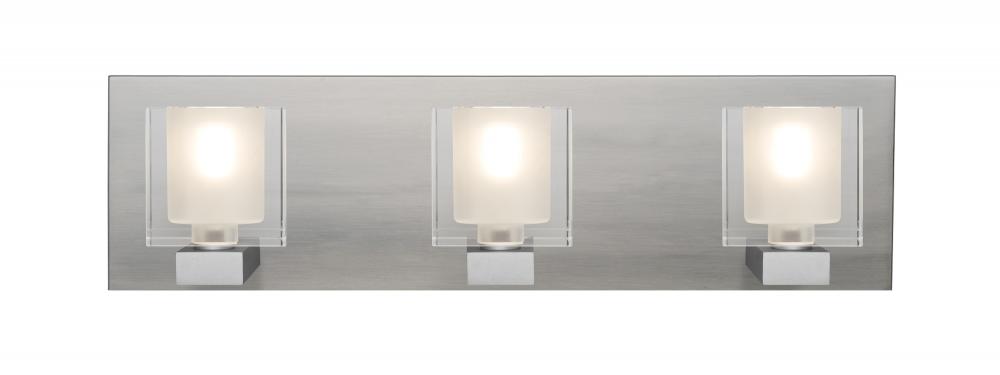 Besa, Bolo Vanity, Clear/Frost, Satin Nickel Finish, 3x5W LED