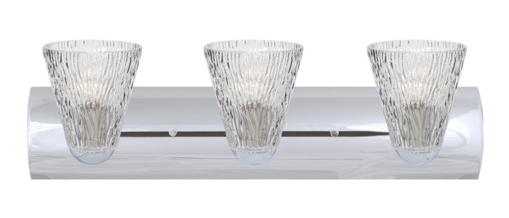 Nico 5 Vanity, Clear Stone, Chrome Finish, 3x9W LED