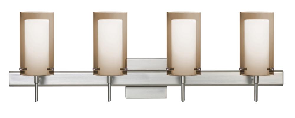 Besa Pahu 4 Wall With SQ Canopy 4SW Transparent Smoke/Opal Satin Nickel 4x5W LED