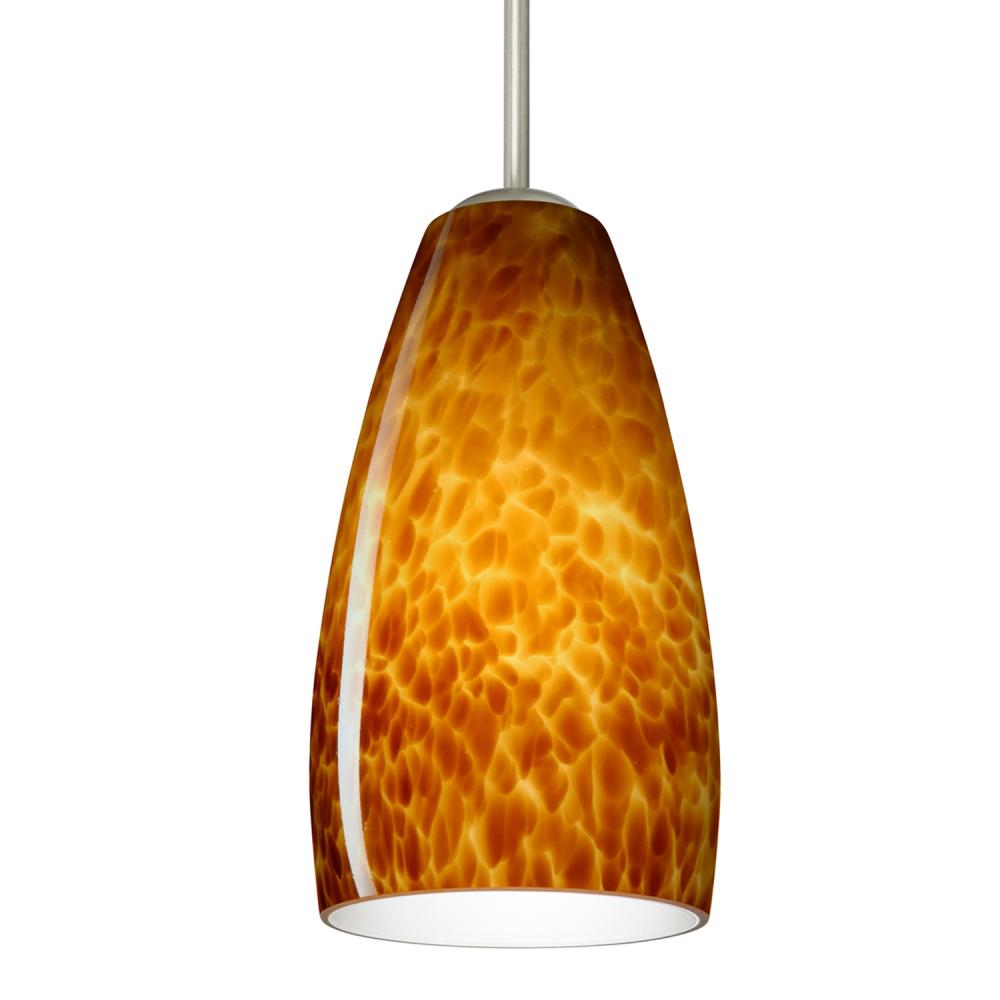 Besa Chrissy Pendant For Multiport Canopy Satin Nickel Amber Cloud 1x9W LED, 15Ft. Co