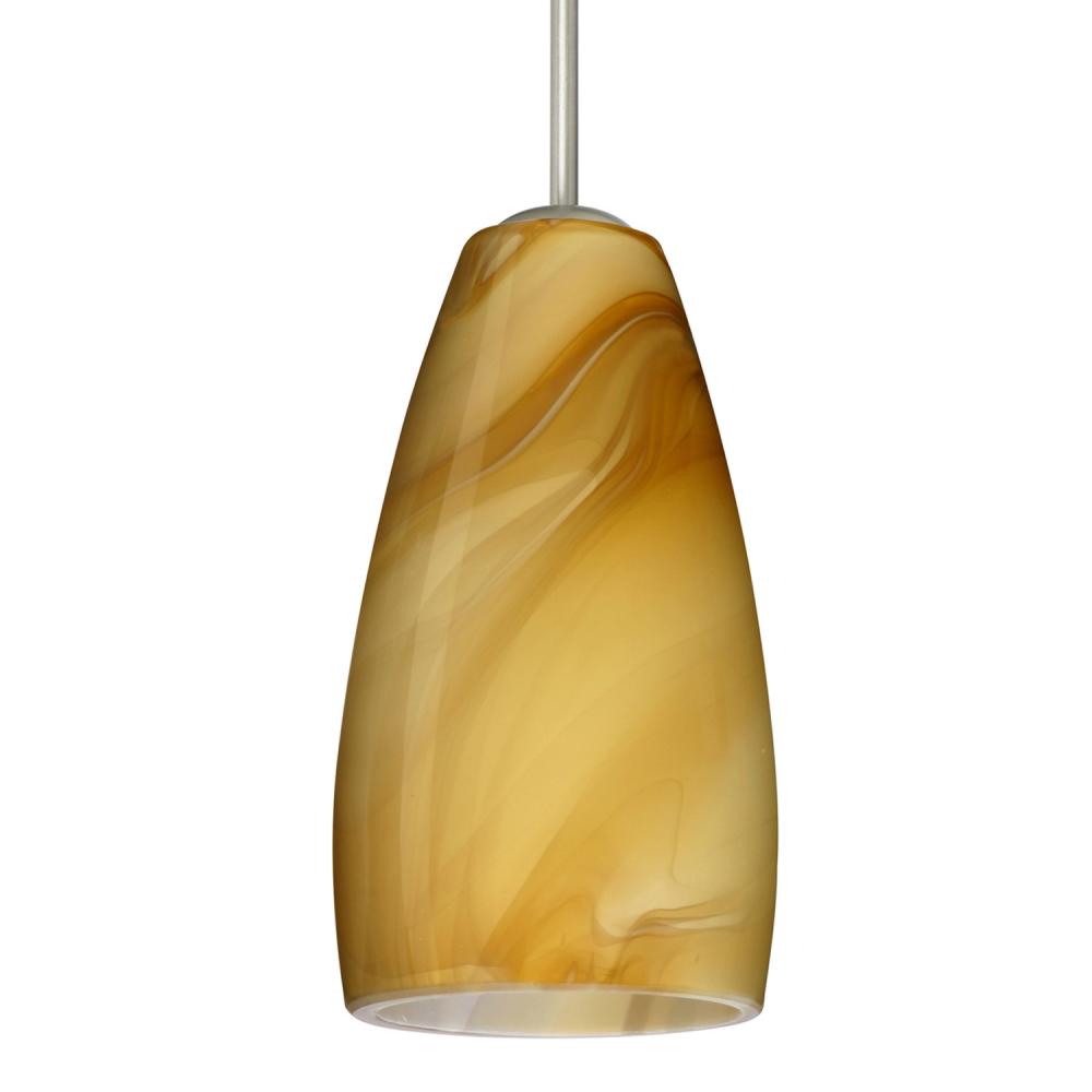 Besa Chrissy Pendant For Multiport Canopy Satin Nickel Honey 1x9W LED, 15Ft. Cord