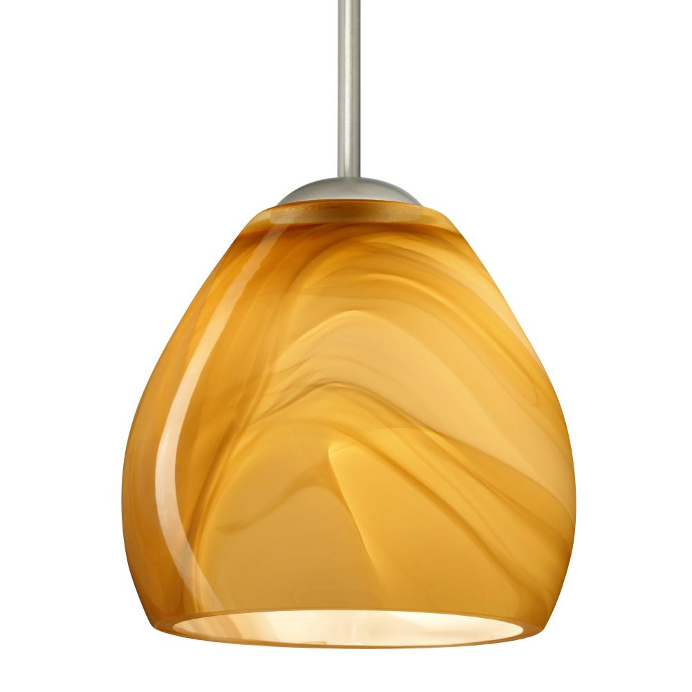 Besa Bolla LED Pendant For Multiport Canopy Honey Satin Nickel 1x9W LED, 15Ft. Cord