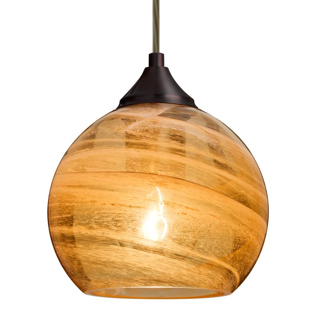 Besa, Jilly Cord Pendant For Multiport Canopy, Vapor Amber, Bronze Finish, 1x60W Medi