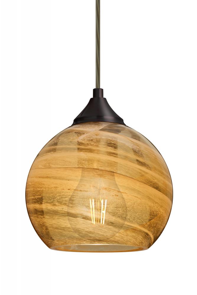 Besa, Jilly Cord Pendant For Multiport Canopy, Vapor Amber, Bronze Finish, 1x5W LED F