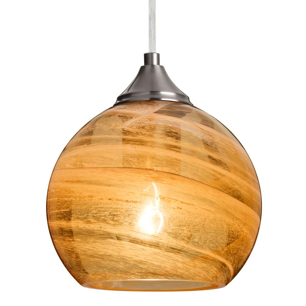 Besa, Jilly Cord Pendant For Multiport Canopy, Vapor Amber, Satin Nickel Finish, 1x60