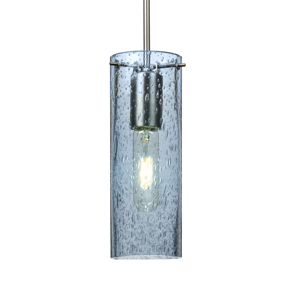 Besa, Juni 10 Pendant For Multiport Canopy, Blue Bubble, Satin Nickel, 1x60W Medium B