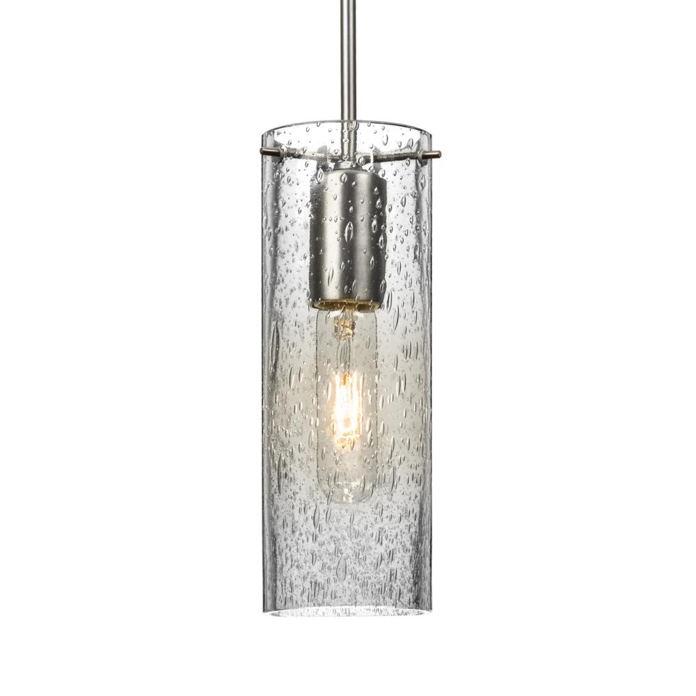 Besa, Juni 10 Pendant For Multiport Canopy, Clear Bubble, Satin Nickel, 1x60W Medium