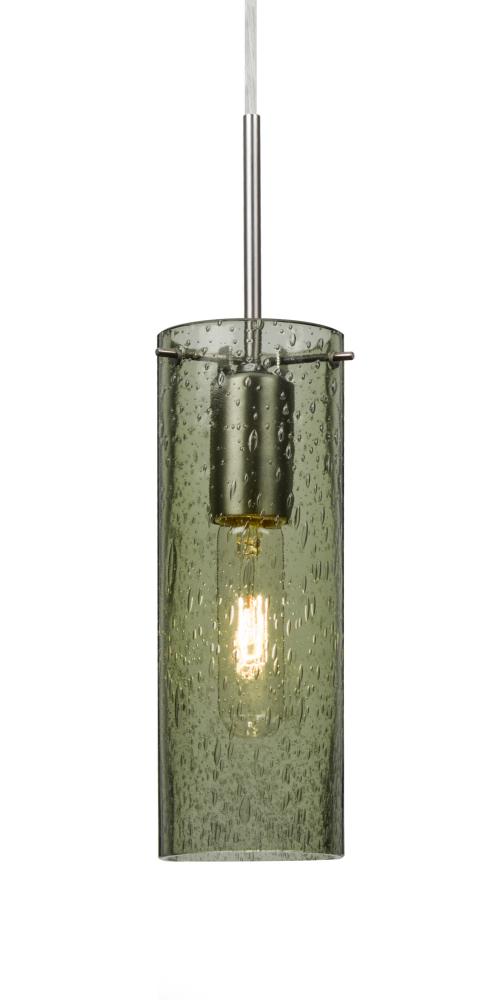 Besa, Juni 10 Pendant For Multiport Canopy, Moss Bubble, Satin Nickel, 1x60W Medium B