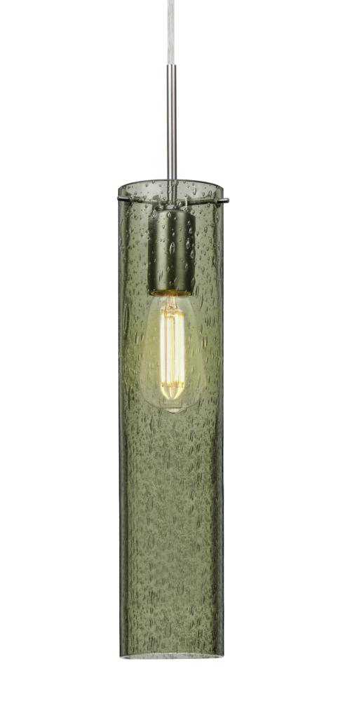 Besa, Juni 16 Pendant For Multiport Canopy, Moss Bubble, Satin Nickel, 1x4W LED Filam