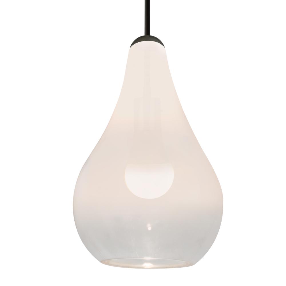 Besa, Leon Cord Pendant for Multiport Canopy, Milky White/Clear, Black Finish, 1x9W LED