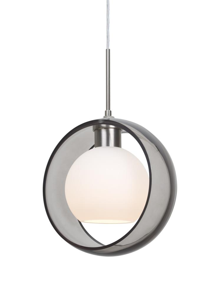 Besa Mana Pendant For Multiport Canopy, Smoke/Opal, Satin Nickel Finish, 1x60W Medium