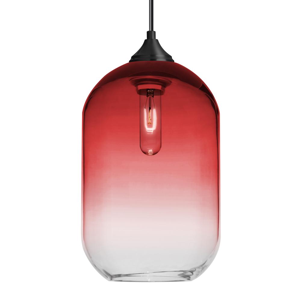 Besa, Omega 12 Cord Pendant For Multiport Canopies,Red/Clear, Black Finish, 1x60W MAX E26 Base