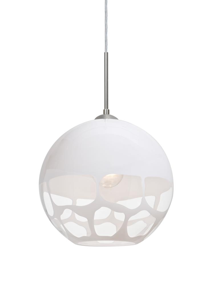 Besa, Rocky Cord Pendant For Multiport Canopies, White, Satin Nickel Finish, 1x60W Me