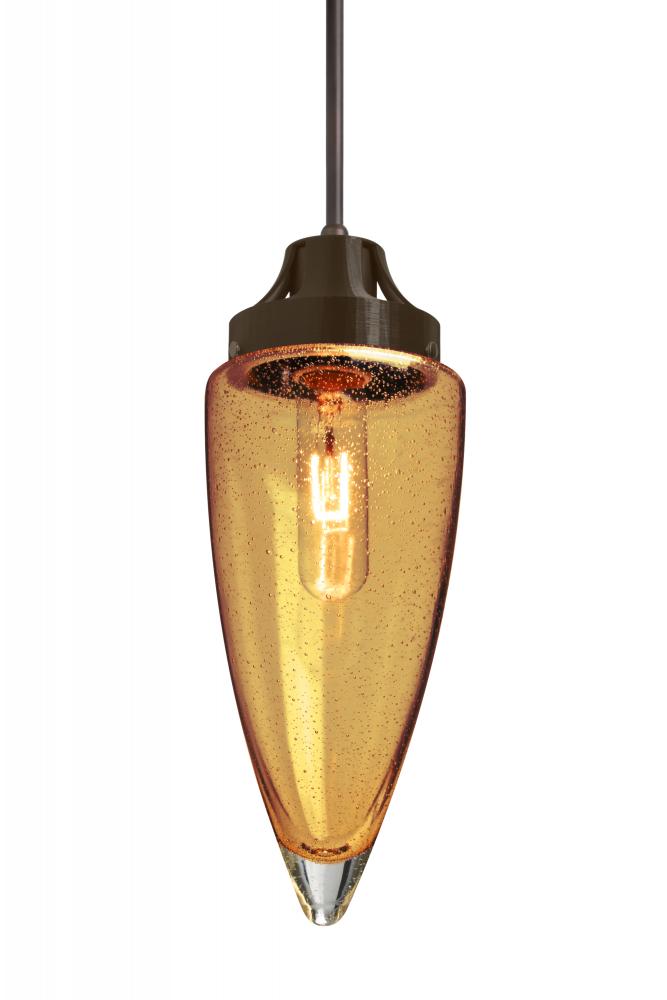 Besa, Sulu Cord Pendant For Multiport Canopy, Amber Bubble, Bronze Finish, 1x60W Medi