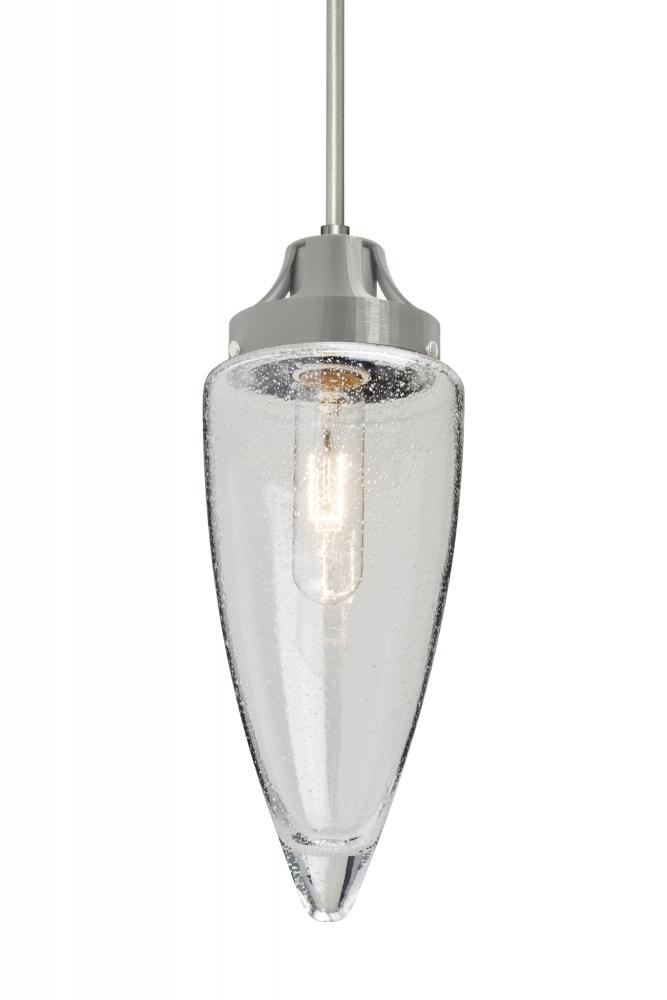 Besa, Sulu Cord Pendant For Multiport Canopy, Clear Bubble, Satin Nickel Finish, 1x60