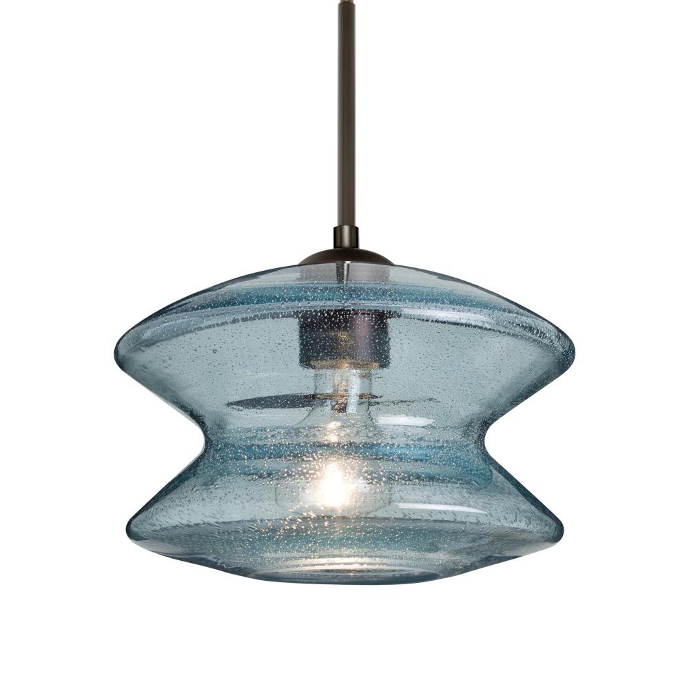 Besa, Zen Cord Pendant For Multiport Canopy, Blue Bubble, Bronze Finish, 1x60W Medium