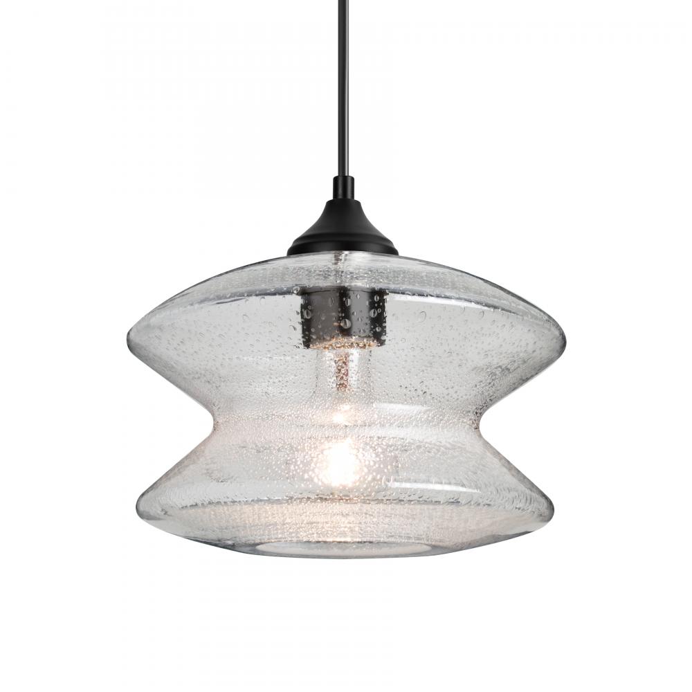 Besa, Zen Outdoor Pendant, Clear Bubble, Black Finish, 1x8W LED Filament