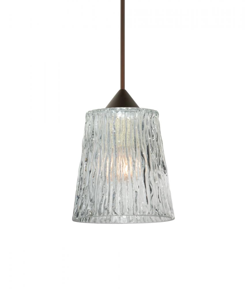 Besa Pendant Nico 4 Bronze Clear Stone 1x35W Halogen, 15Ft. Cord