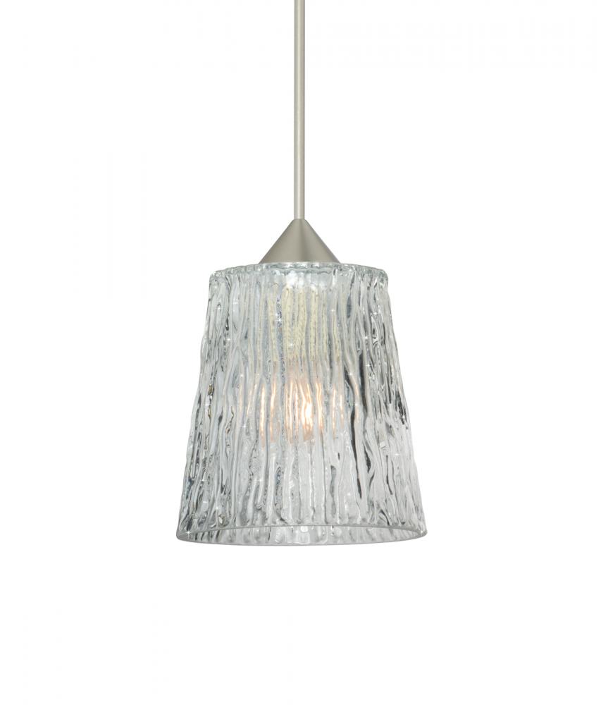 Besa Pendant Nico 4 Satin Nickel Clear Stone 1x35W Halogen, 15Ft. Cord