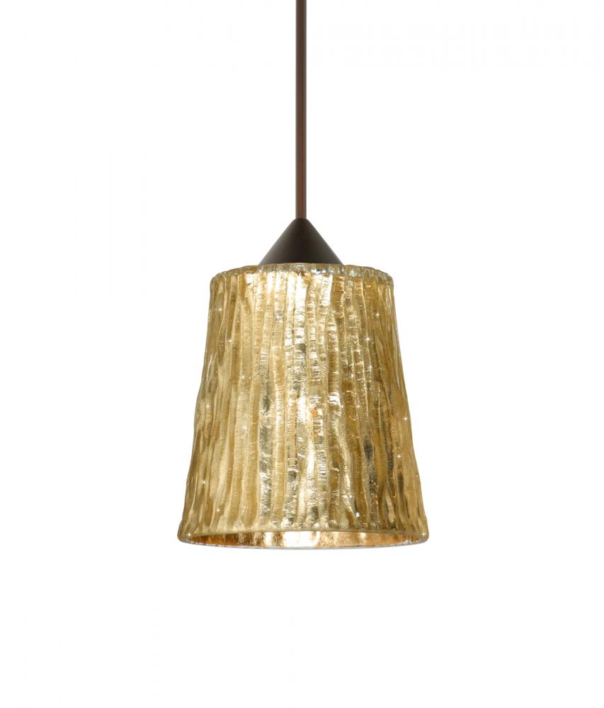 Besa Pendant Nico 4 Bronze Stone Gold Foil 1x35W Halogen, 15Ft. Cord