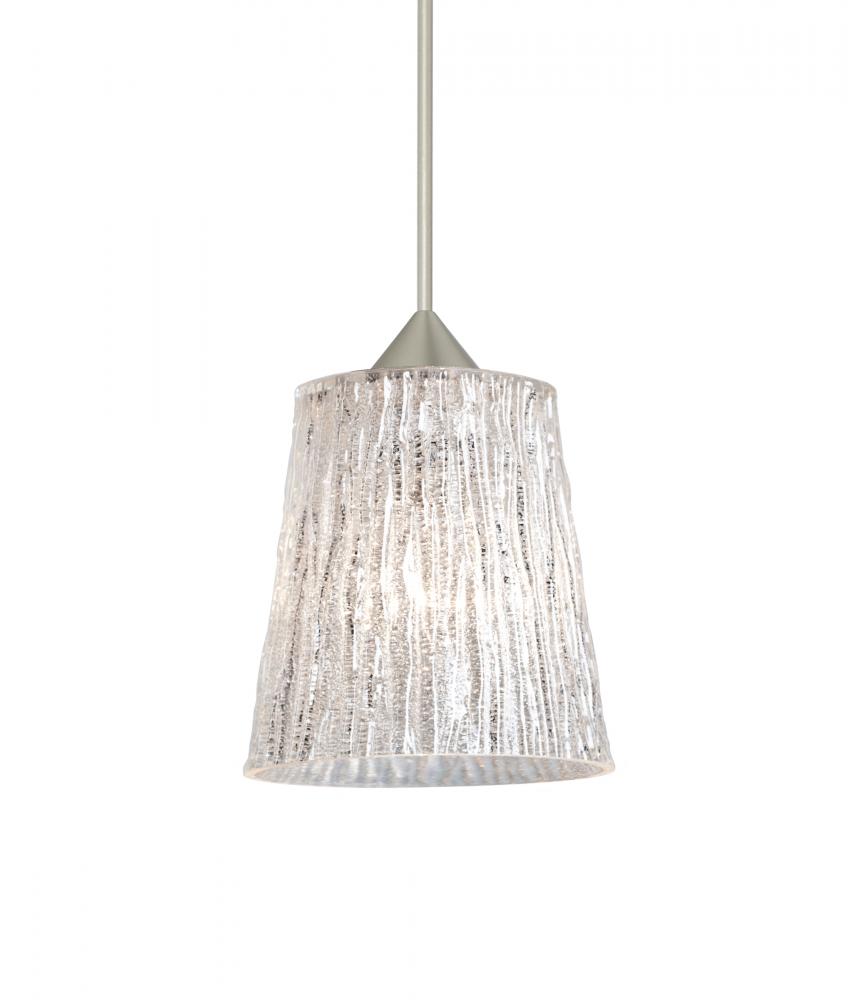 Besa Pendant Nico 4 Satin Nickel Stone Glitter 1x35W Halogen, 15Ft. Cord