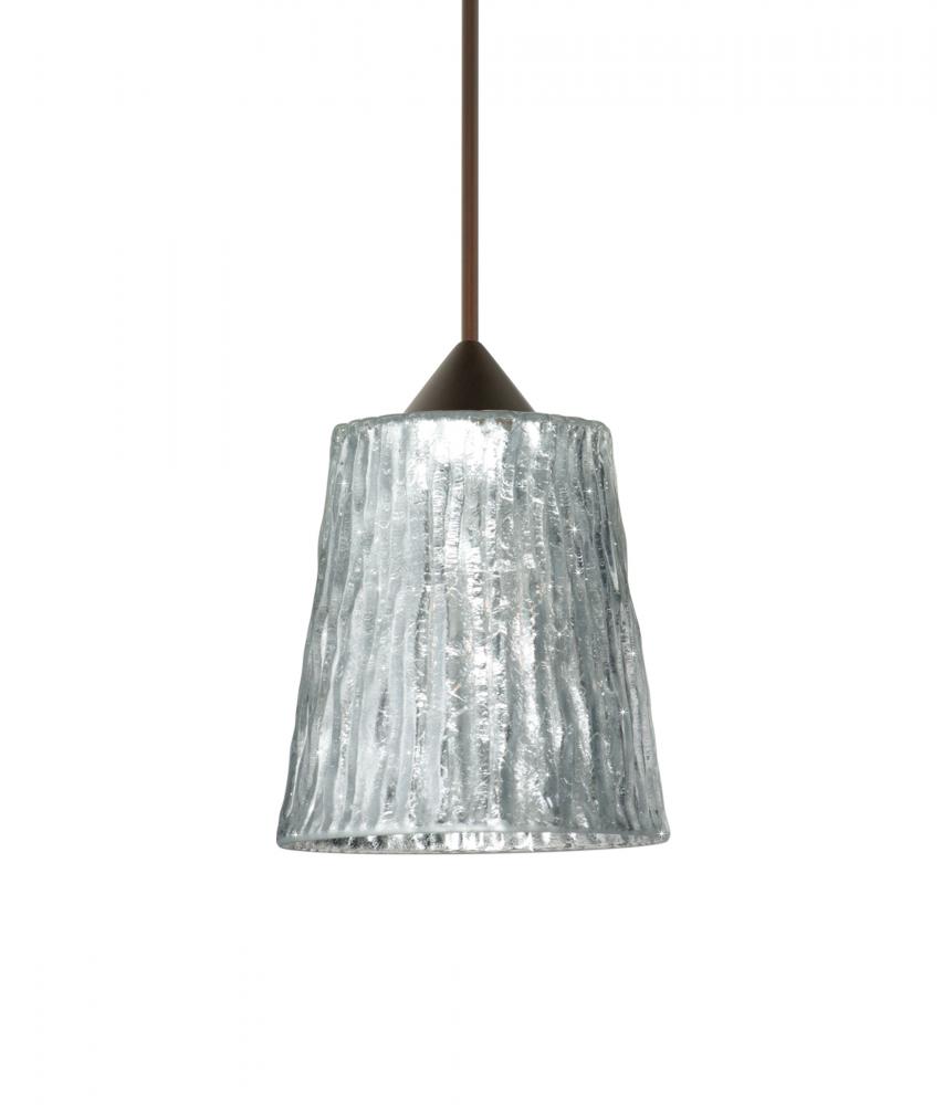 Besa Pendant Nico 4 Bronze Stone Silver Foil 1x35W Halogen, 15Ft. Cord