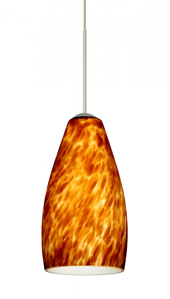 Besa Pendant Karli Satin Nickel Amber Cloud 1x5W LED