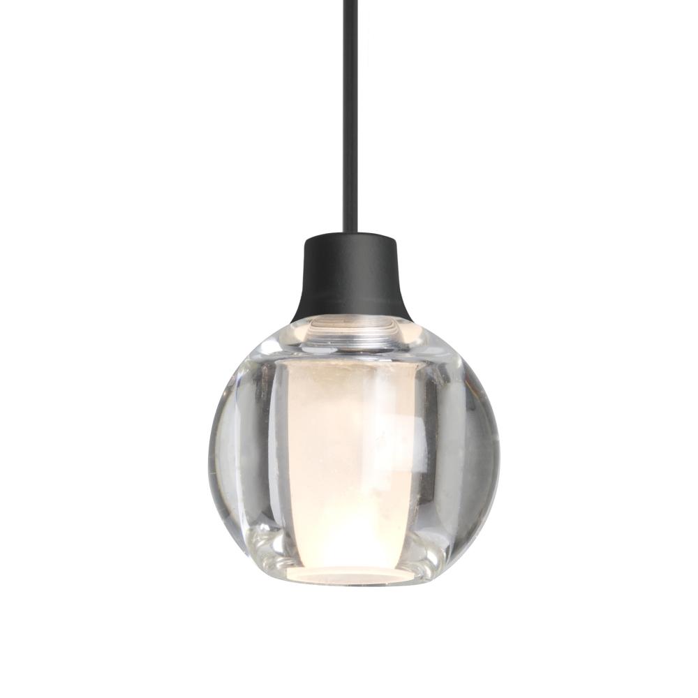 Besa Boca 3 Pendant, Clear, Black Finish, 1x3W LED