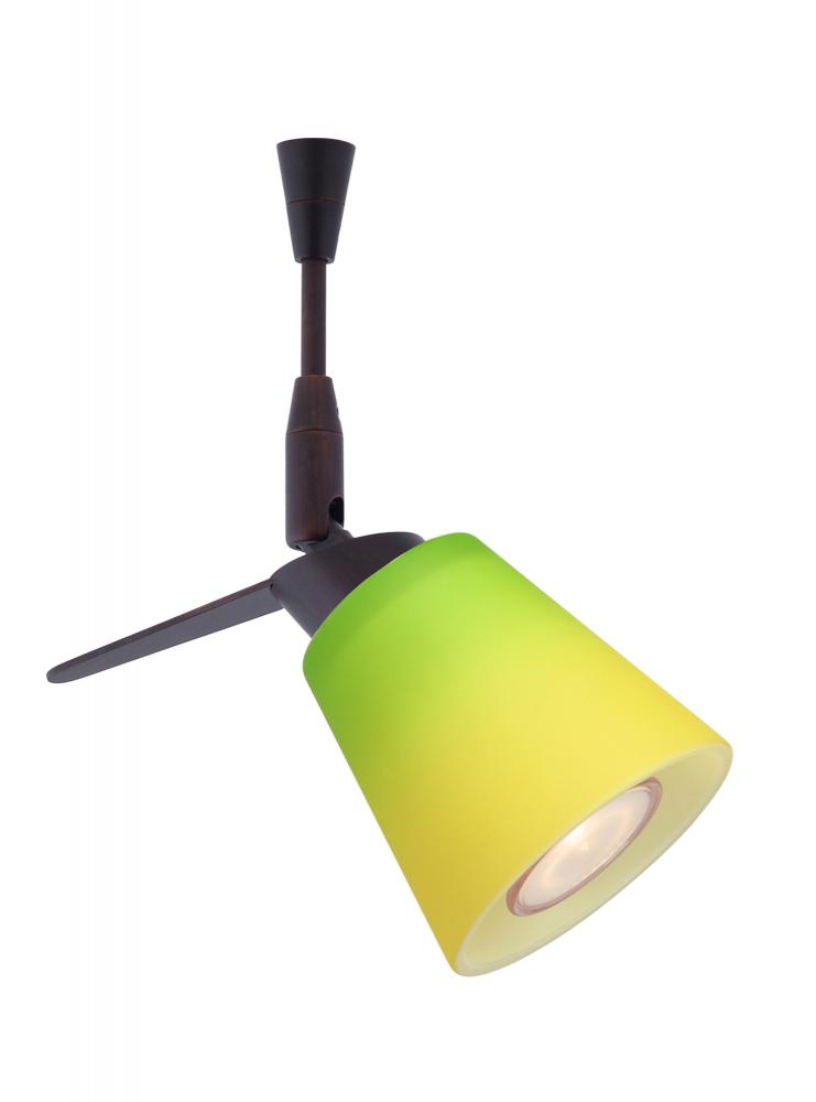 Besa Spotlight With 12&#34; Stem Canto 3 Bronze Bicolor Green/Yellow 1x35W Halogen Mr11