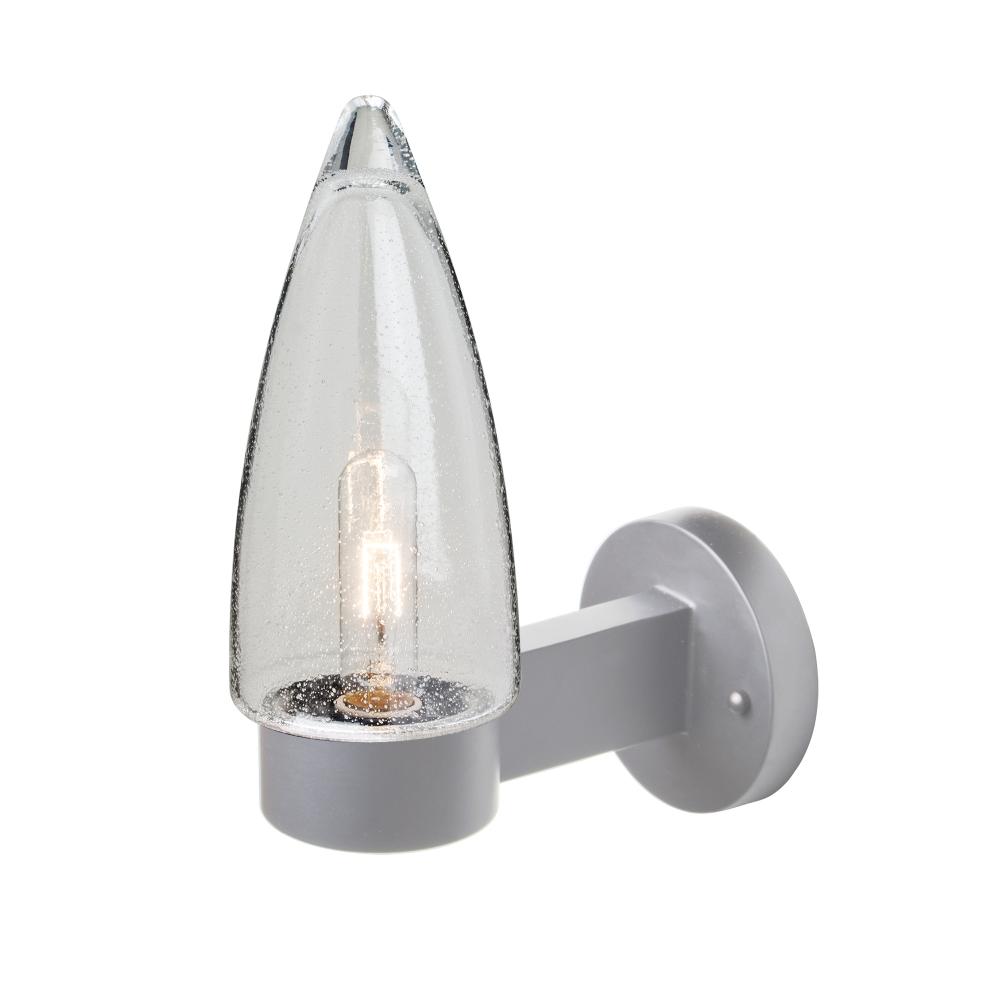 Sulu Outdoor Sconce, Clear Bubble, Silver Finish, 1x5W LED Filament