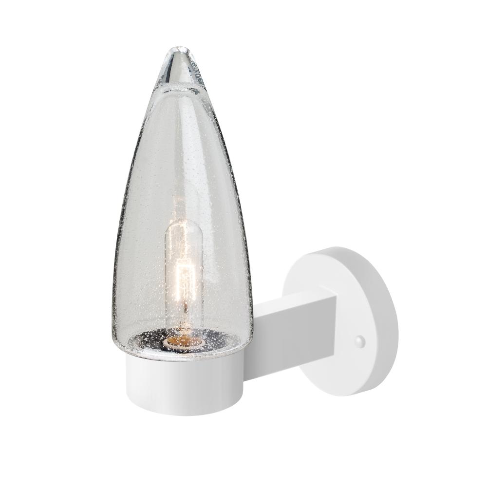 Sulu Outdoor Sconce, Clear Bubble, White Finish, 1x5W LED Filament