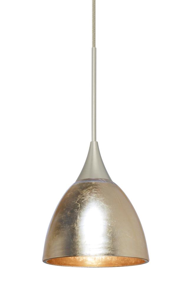 Besa Divi Pendant, Gold Foil, Satin Nickel, 1x50W Gy6.35