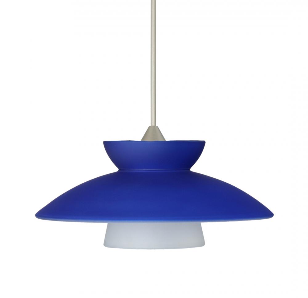 Besa Pendant For Multiport Canopy Trilo 7 Satin Nickel Blue Matte 1x5W LED, 15Ft. Cor