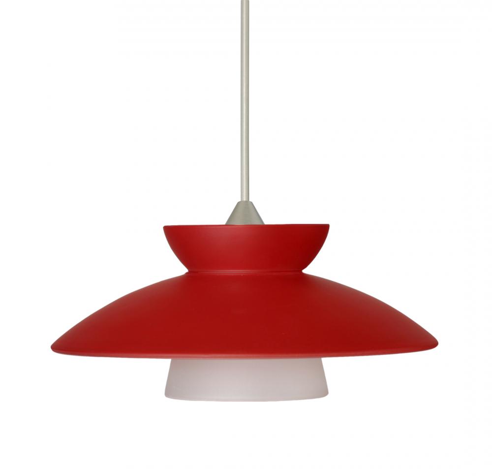 Besa Pendant For Multiport Canopy Trilo 7 Satin Nickel Red Matte 1x5W LED, 15Ft. Cord