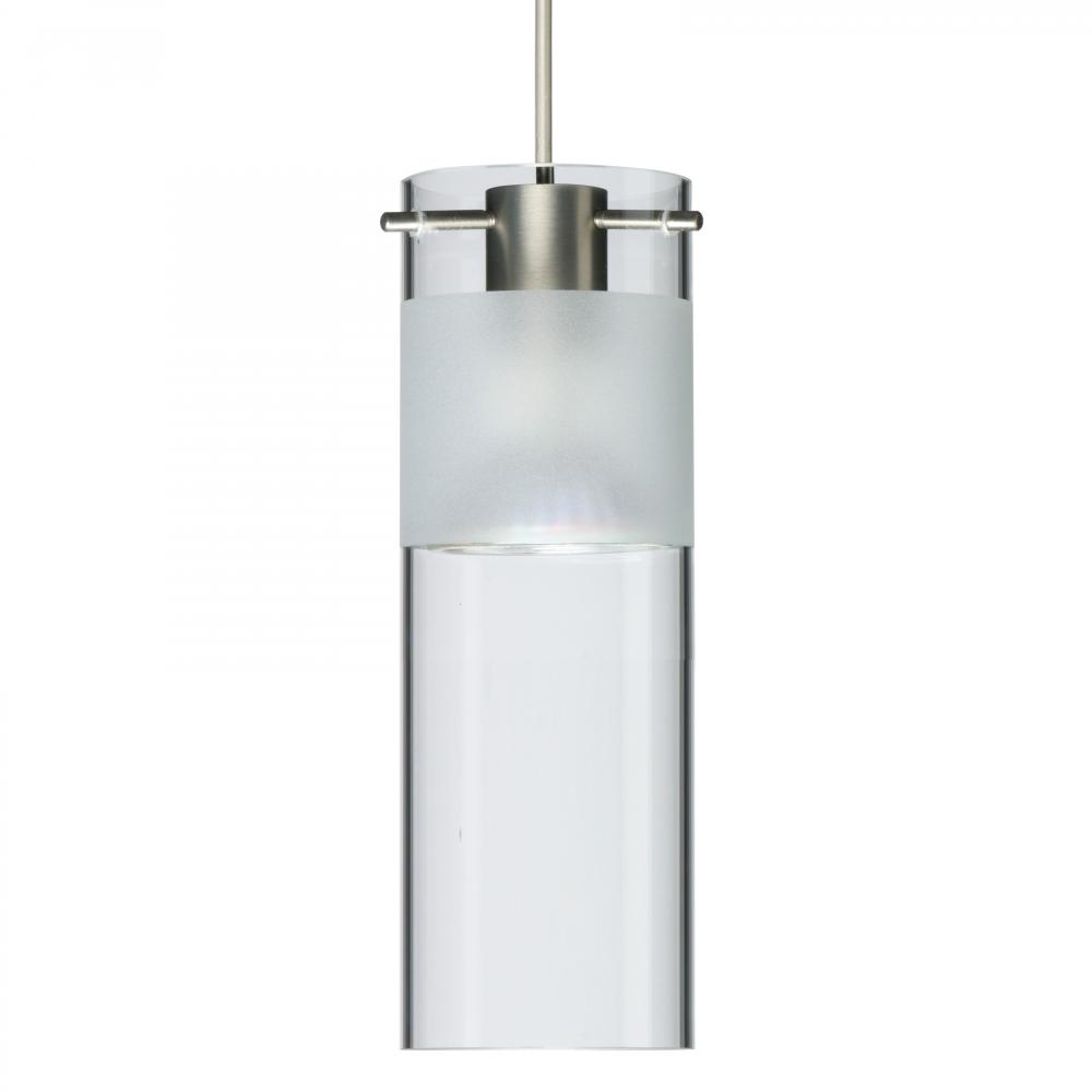 Besa, Scope 7 Cord Pendant for Multiport Canopy, Clear/Frost, Satin Nickel Finish, 1x5W LED